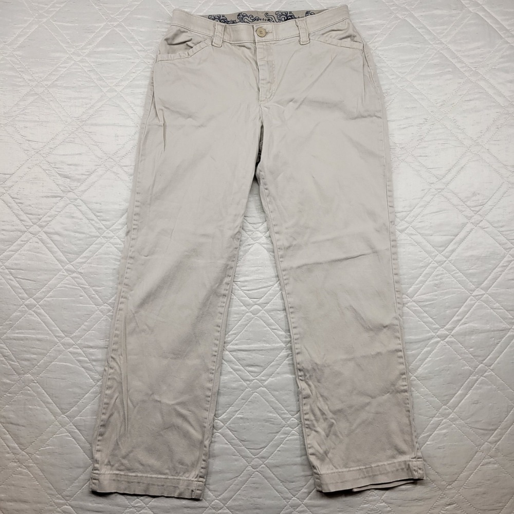 Lee comfort waistband stretch cream chino pants size 8 short